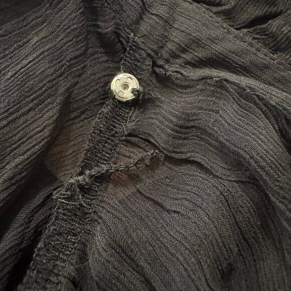 J. Crew Women's Crinkle Chiffon Ruffle Button-Up Shirt CF436 Black Size 12 NWT - Picture 6 of 6